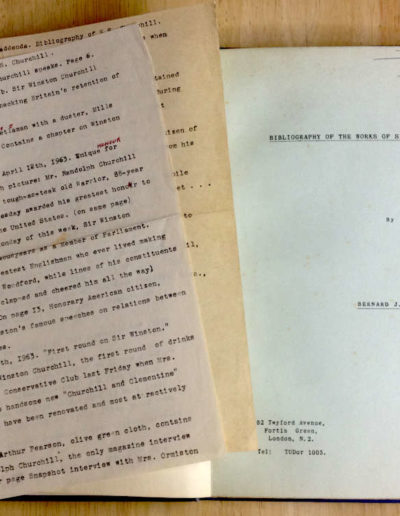 Bibliography of the Works of Winston Churchill with Original Typewritten Addenda by Bernard Farmer