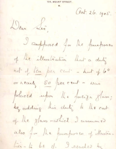 Handwritten Letter from Winston Churchill. 4 Pages dated Oct 26 1905. p1