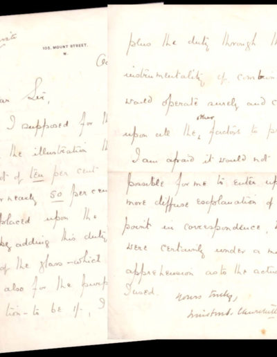 Handwritten Letter from Winston Churchill. 4 Pages dated Oct 26 1905