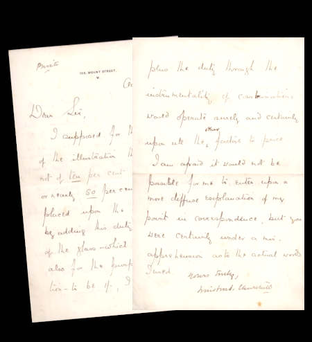 Churchill Letter: Handwritten Signature, 1905