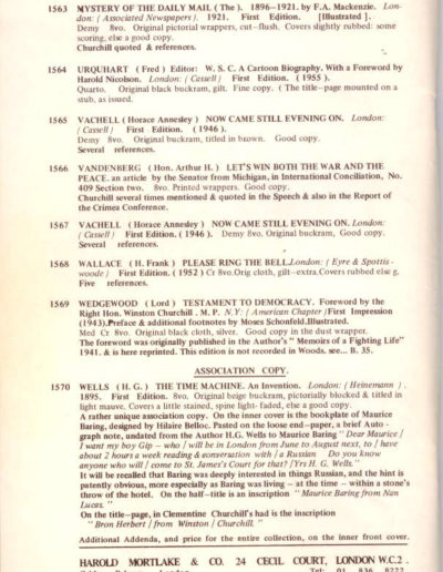 Rear Cover-Winston Churchill Catalog by Harold Mortlake, Catalogue #132