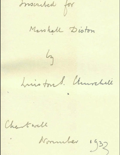 Winston Churchill's Inscription & Signature to Diston, 1933