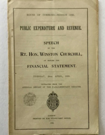 Churchill Speech: On Making The Financial Statement 1925