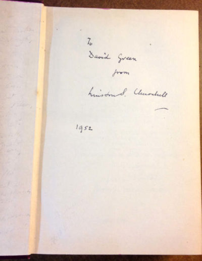 Churchill's Inscription in Vol1, Marlborough, to David Greene