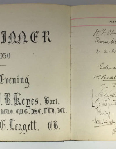 1930 Page from Navigating Officer's Dinner