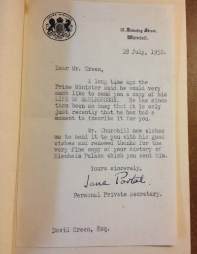 Letter from Churchill's Private Secretary to David Greene