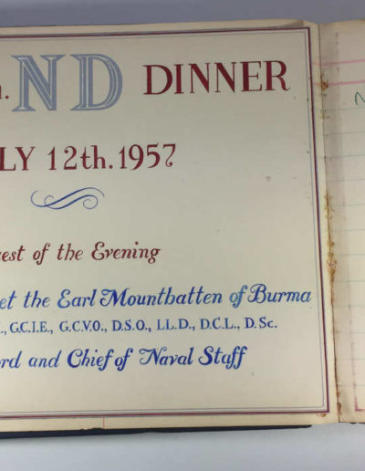 1957 Page from Navigating Officer's Dinner