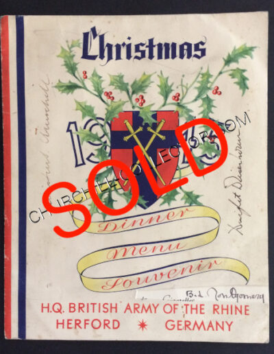 Christmas Dinner Menu – 1945, Germany: Churchill & Eisenhower Signatures: Sold