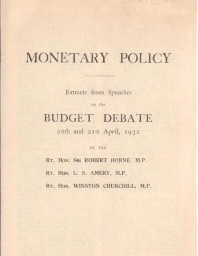 Monetary Policy Speech by Churchill