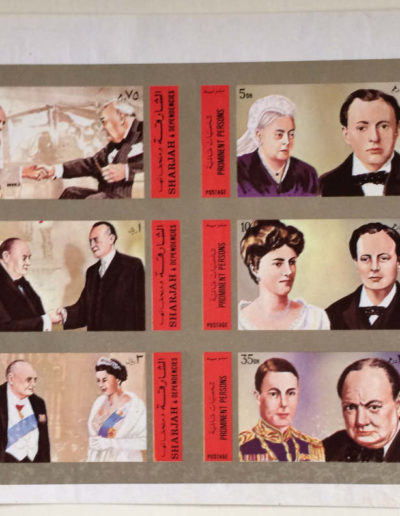 Churchill: Block of 6 stamps “Prominent Persons” designed by Samir Ghantous