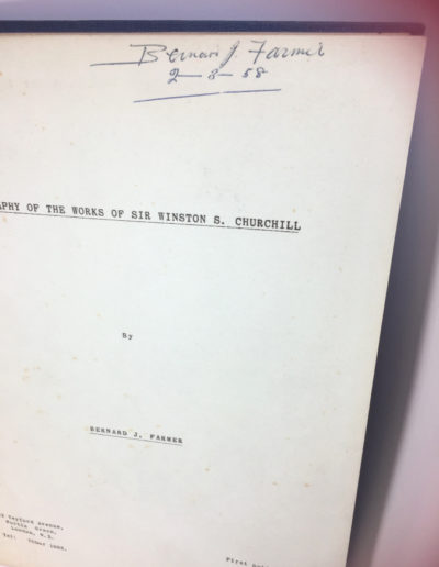 Author's Signature: Winston Churchill Bibliography by Bernard Farmer