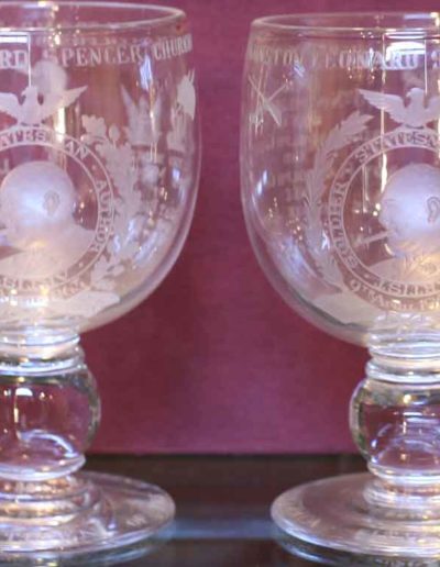A Pair of Royal Brierley Engraved Crystal Goblets