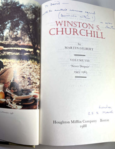 Official Churchill Biography: Martin Gilbert's Signature on Title Page