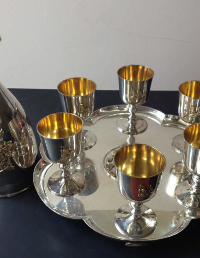 Churchill Centenary Silver Tray, 6 Goblets & Decanter by Mappin & Webb