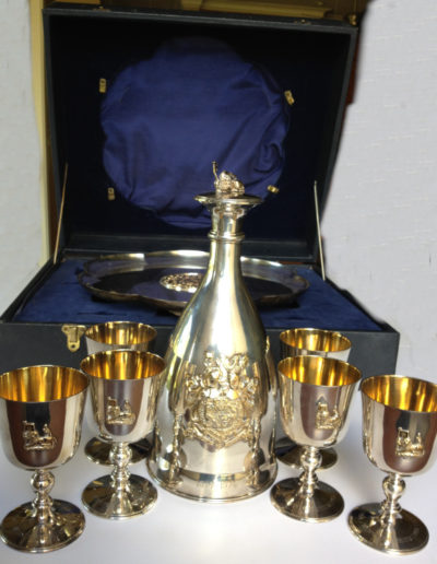 Churchill Centenary Silver Tray, 6 Goblets & Decanter by Mappin & Webb