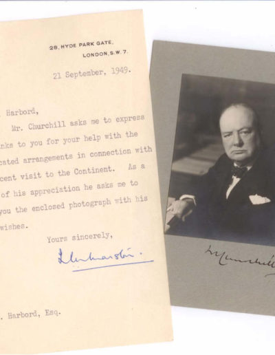 Stoneman Photo of Winston Churchill + Letter