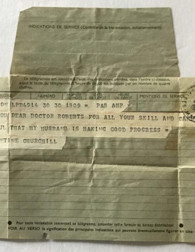 Telegram Sent by Clementine Churchill
