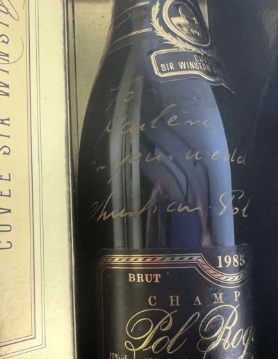 Pol Roger Inscription on Bottle of Churchill's Champagne