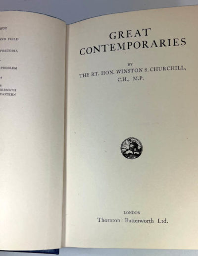Title Page - Great Contemporaries by Winston Churchill.
