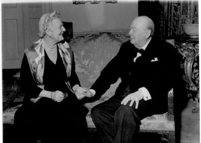 Sir Winston Churchill clasping hands with Clementine Churchill on his 80 Birthday