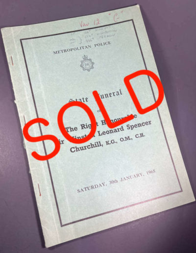 Sir Winston Churchill State Funeral Police Manual, 1965: SOLD