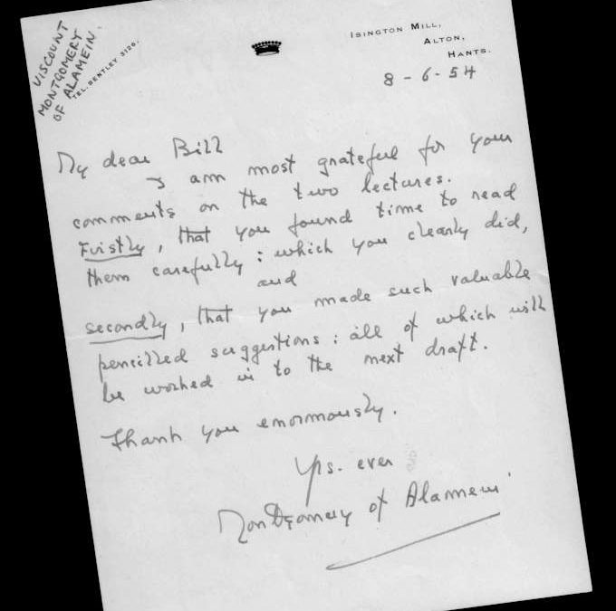 Letter Written & Signed by F. M. Montgomery of Alamein