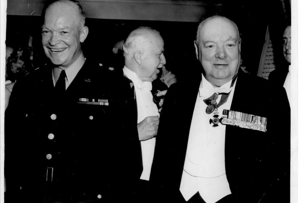 Original Press Photograph: Churchill + Eisenhower