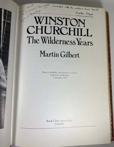 Inscriptions in Gilbert's Presentation Copy of his book, The Wilderness Years