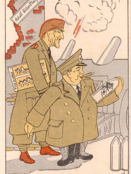 Churchill, Montgomery Caricature Postcard