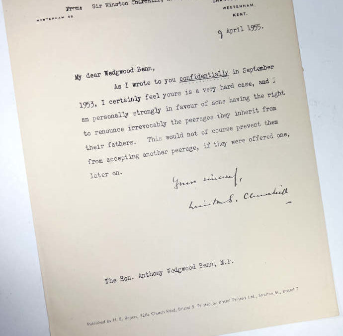 Churchill’s Published Letter to Anthony Wedgwood Benn