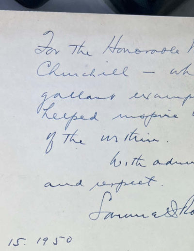 Inscription to Churchill-Roosevelt The Public Papers and Addresses