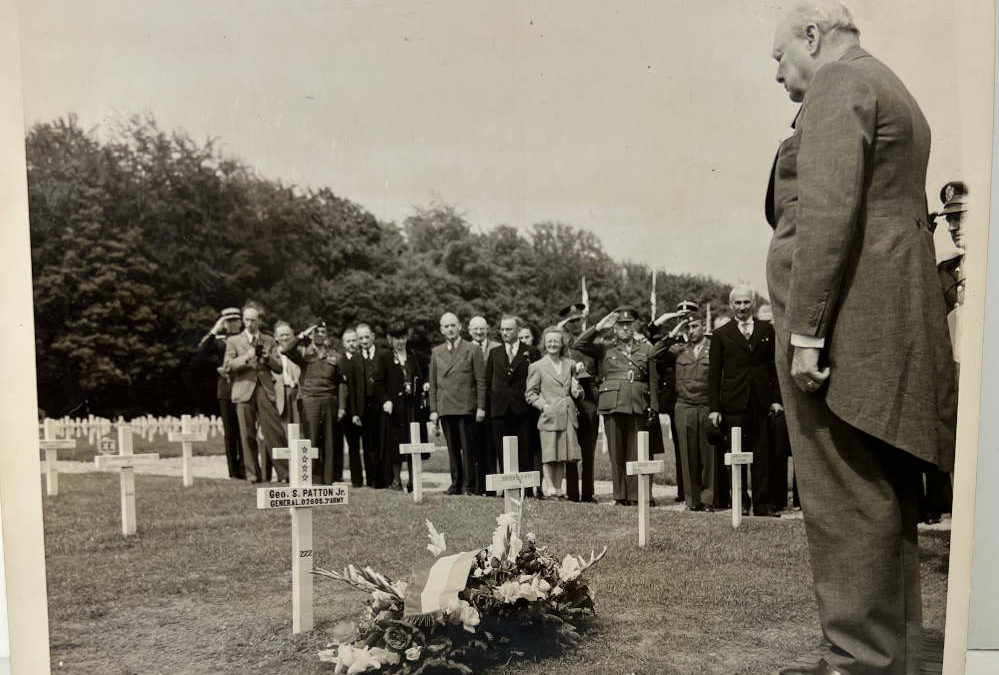 Photograph: Winston Churchill at Patton’s Grave