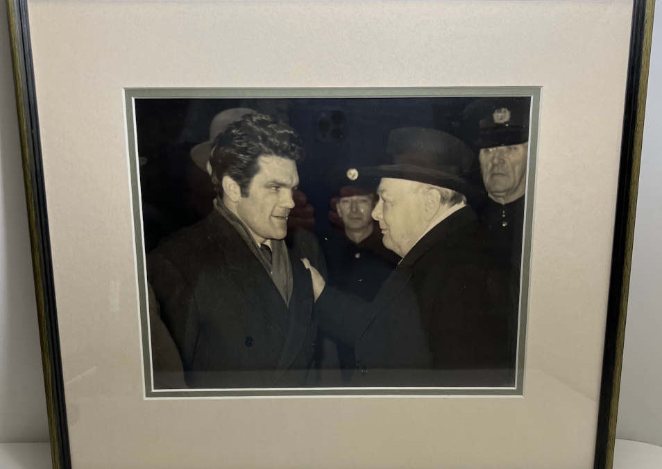 Framed Photograph of Winston Churchill and Freddie Mills