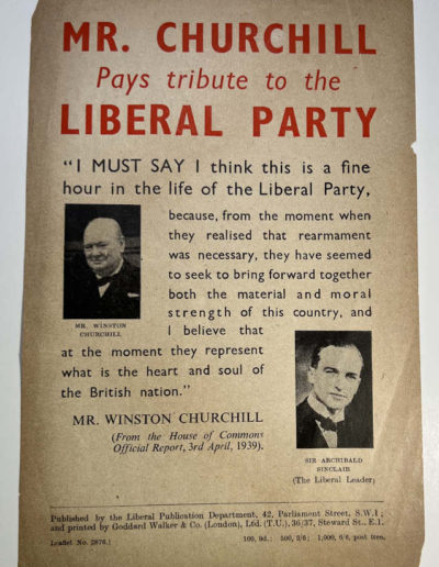 Mr. Churchill Pays tribute to the Liberal Party