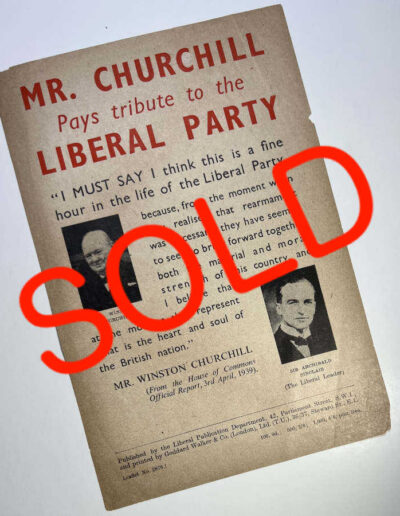 Mr. Churchill Pays tribute to the Liberal Party: SOLD
