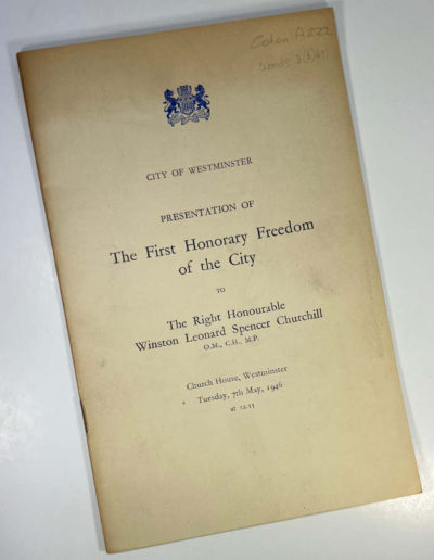 Churchill Receives the Freedom of City of Westminster Program