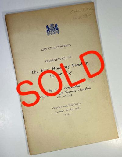 Pamphlet Sold: Churchill Receives the Freedom of City of Westminster
