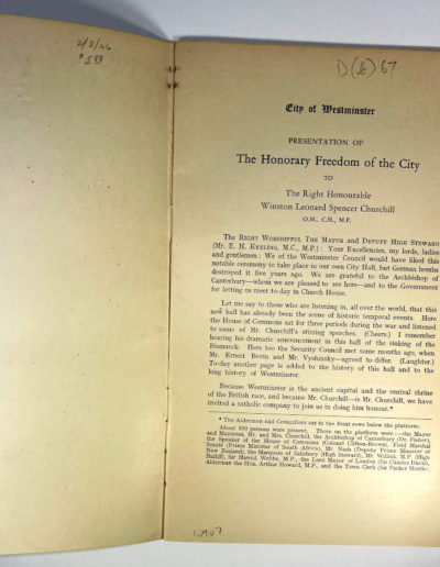 Churchill Receives the Freedom of City of Westminster. p1