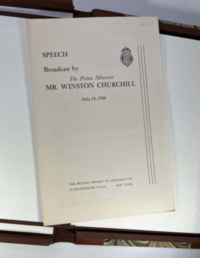 Churchill Speech 1940 in Solander Case