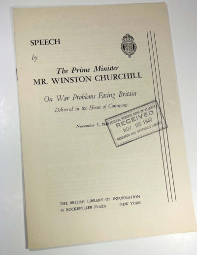 Churchill Speech Nov 5, 1940 with stamp
