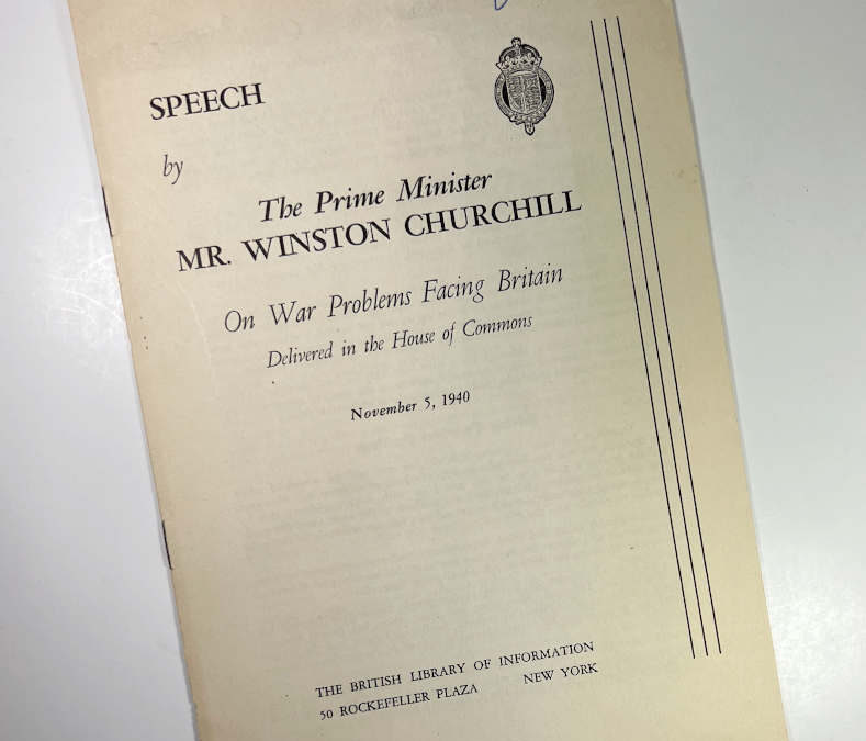 Churchill Speech: On War Problems Facing Britain, Nov 5, 1940