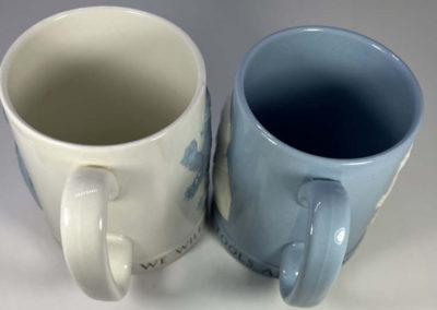 2 Matching Churchill Wedgwood mugs tankards blue & white: Top View