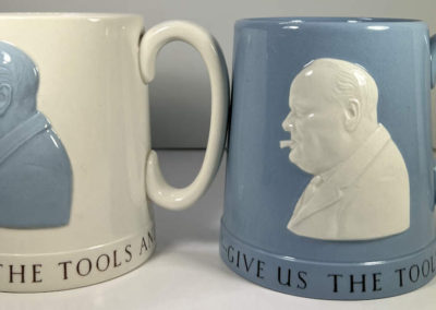 2 Churchill Wedgwood mugs tankards blue & white