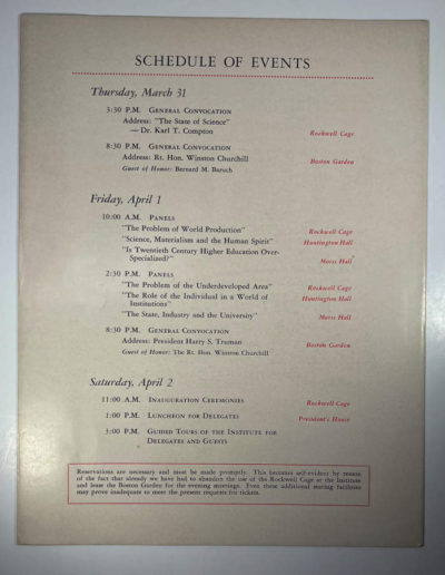 Churchill & Truman speak at MIT 1949 Program-back