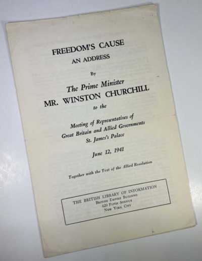 Freedom’s Cause, Churchill Address