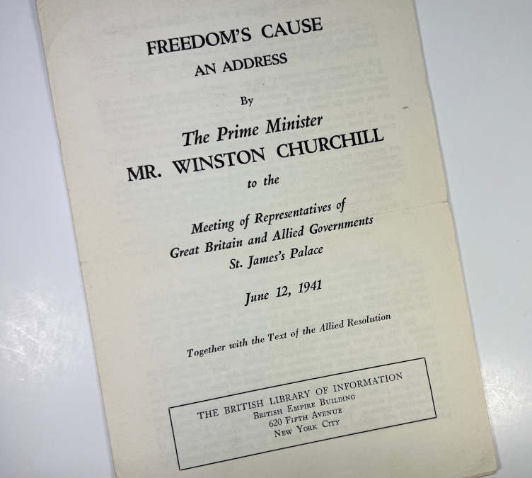 Freedom’s Cause: Address by Churchill