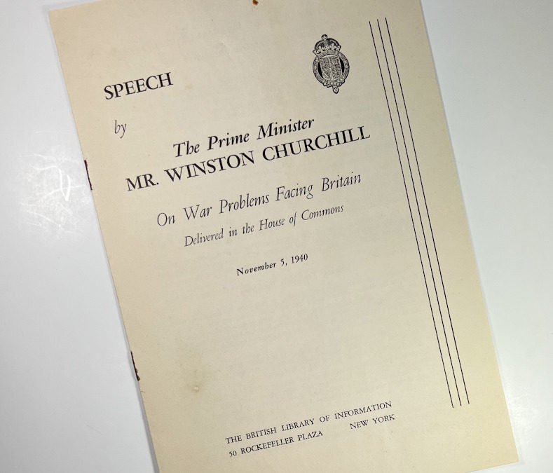 Churchill Speech: On War Problems Facing Britain, November 5 1940
