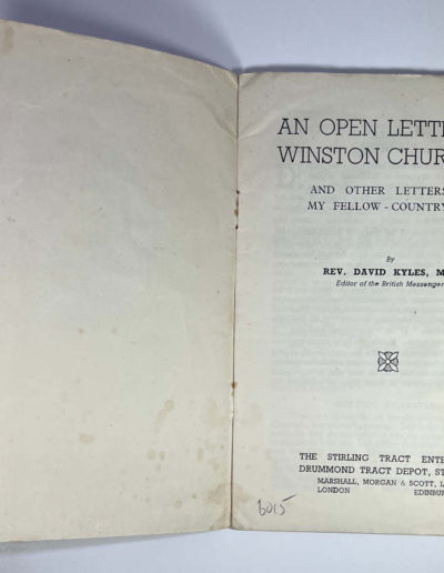 Open Letter to Winston Churchill: Title Page