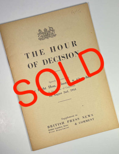 The Hour of Decision Churchill Speech SOLD