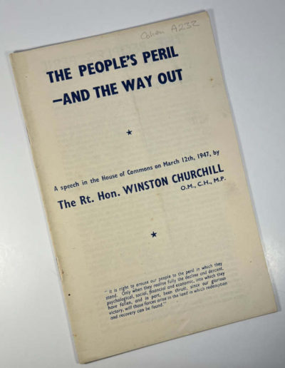Churchill Speech: The People’s Peril and the Way Out